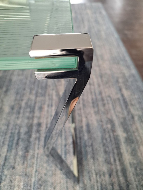 Image 1 of Riga Glas-Couchtisch, 2-teilig, Kufengestell in Chrom