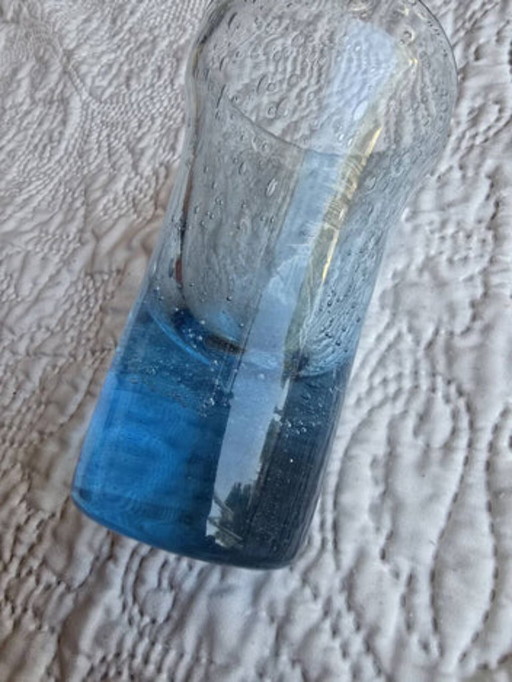 Biot signed blue bubbled glass soliflore vase – vazen (photo 2 of 5)