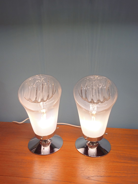 Image 1 of Set Van 2 Tafellampen Murano Italië Bedlampjes Lampen Lamp