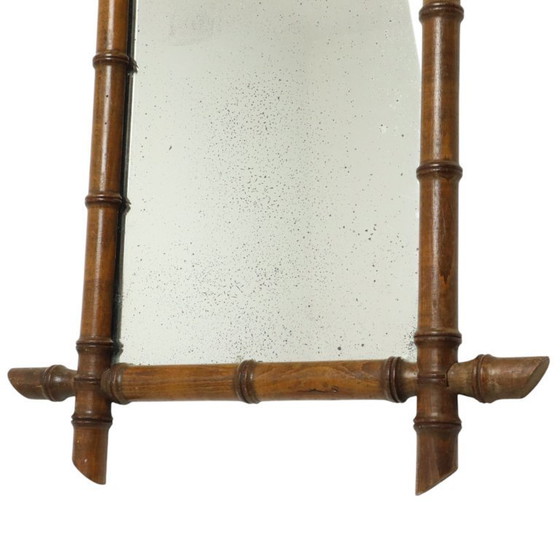 Image 1 of Espejo francés de madera imitación bambú antiguo de 52x39 cm.