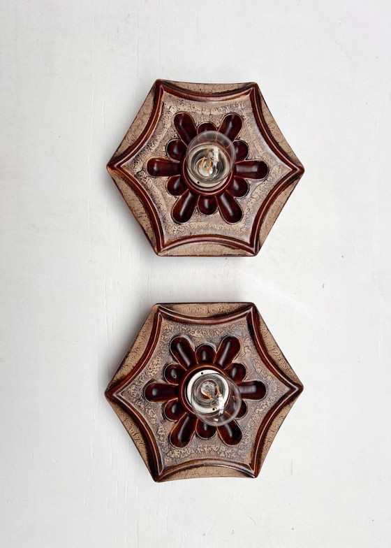Image 1 of Juego de dos lámparas de pared Hustadt Leuchten, años 70