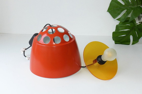 Image 1 of Lampada a sospensione vintage stile space age arancione anni '60 '70 Massive Belgio