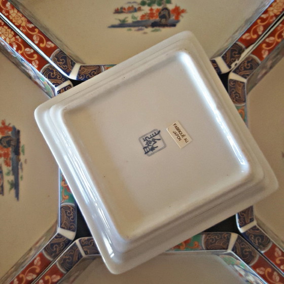 Image 1 of Giradischi in porcellana giapponese con decorazione floreale, paesaggio di uccelli