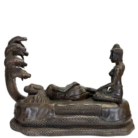 Zware Khmer Vishnu Beeld (12.2 kg) – Beeldhouwkunst, Brass (photo 5 of 19)