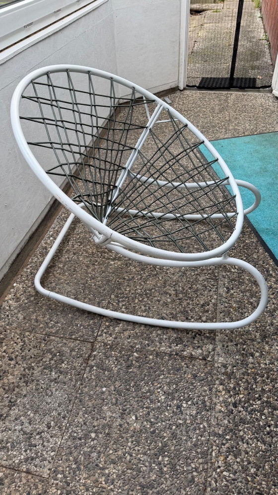 Vintage IKEA PS Axvall Rocking chair Niels Gammelgaard, Metal, White (photo 3 of 5)