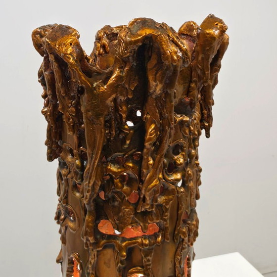 Brutalist Table Lamp Bronze 70's Sculptural Model (photo 5 of 7)