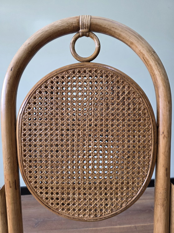 Image 1 of Vintage rotan stoelen met cane rug | set van 4