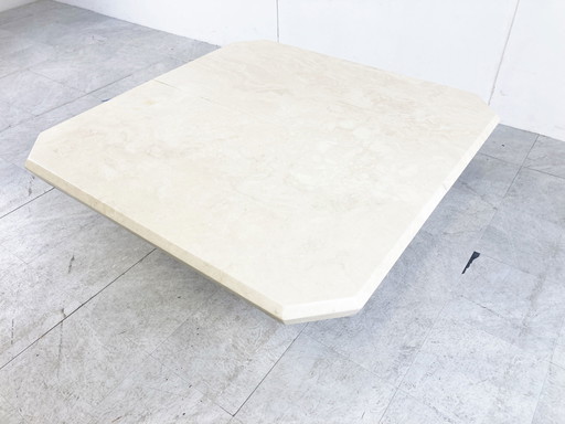 Table basse de bar cachée en travertin vintage, 1970