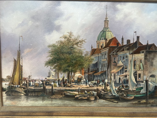 Painting (12): Grootshoofdspoort and surroundings circa 1860 - P.A. Schippers