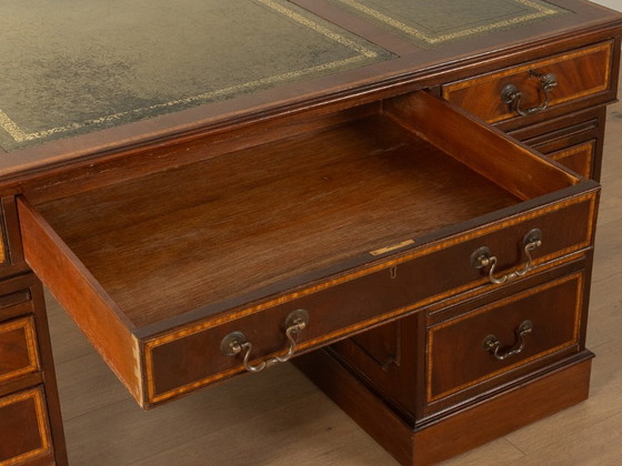 Antique English-Style Desk – Leather, Wood (photo 5 of 12)