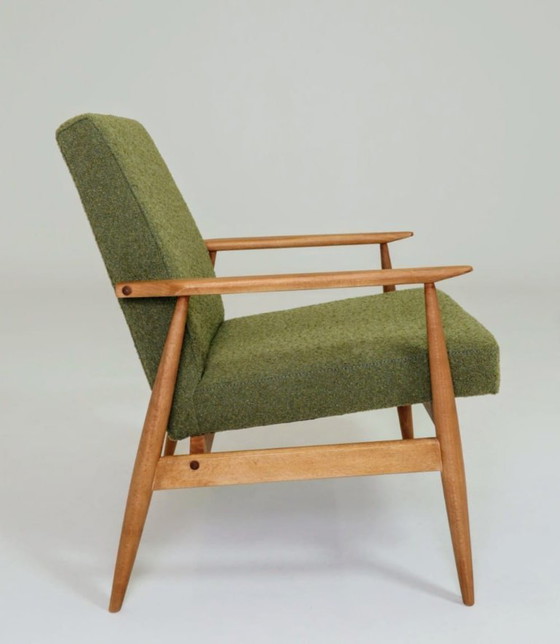 Image 1 of Loungestoel Vintage Groen Olijf Boucle, Mid Century Ontwerp, 1960