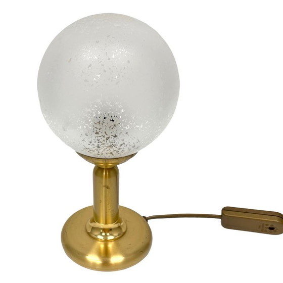 Image 1 of Sölken Leuchten brass table lamp, Germany, 1970s – frosted sphere