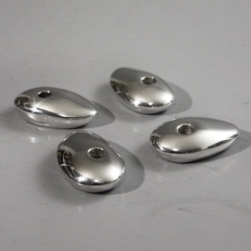 Vintage-Kerzenständer aus versilbertem Metall in Kieselform, modernistisches Design, 1970er Jahre