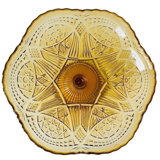 Image 1 of Fruttiera Artdeco su base in vetro ambrato 1930