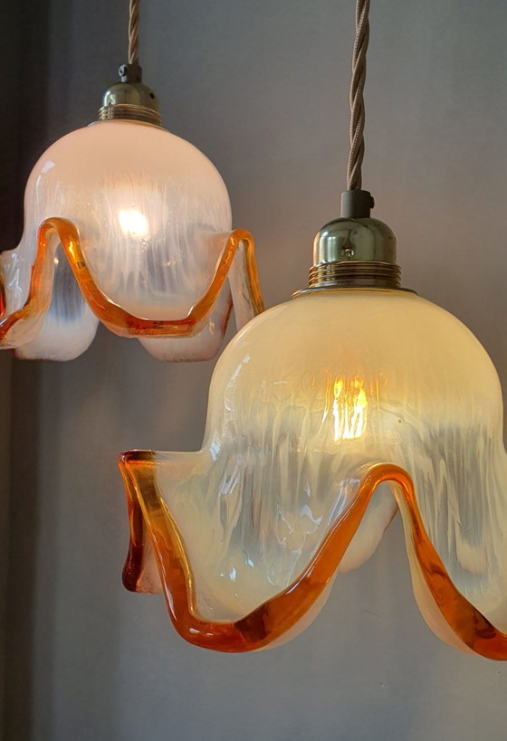 Set of 2 Vintage Murano Pendant lamps - Italy - Mid Century – Metal, Murano Glass (photo 12 of 21)
