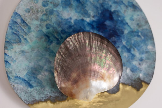 Image 1 of Coppia di applique da parete, modello "madreperla nera". Opera contemporanea.