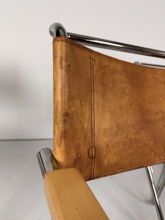 Image 1 of 6 x Thonet S34 tubular frame chairs cognac leather