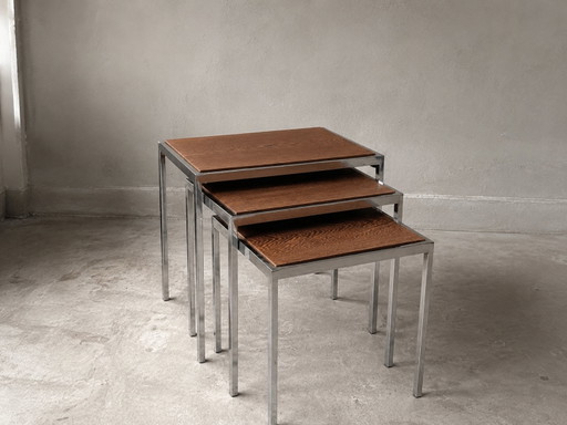 WOW ! Mimiset Pastoe Vintage Original (3 pièces) – Années 1960 / 1970 – bijzettafels, Metal, Wood (photo 2 of 6)