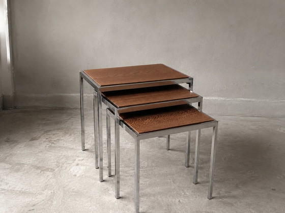 WOW ! Mimiset Pastoe Vintage Original (3 pièces) – Années 1960 / 1970 – Tables d'appoint, Metal, Wood (photo 2 of 6)
