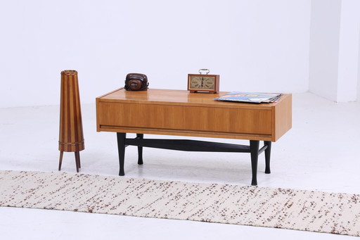 Vintage laden lowboard 60s | kleine Mid Century ladenkast TV-plank retro opbergruimte houten ladenkast