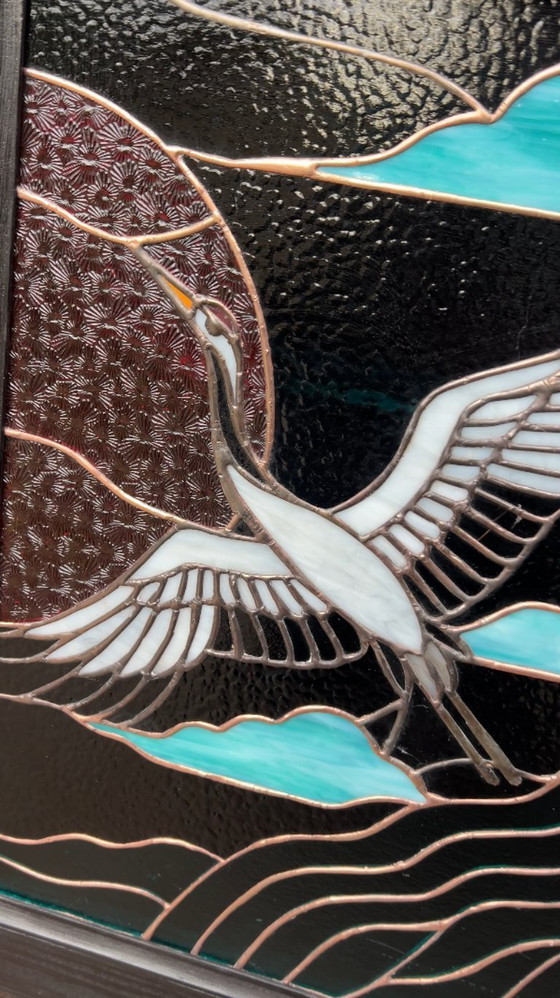 Image 1 of Unieke kast met glas-in-lood deuren en LED verlichting (drankkast/platenkast/boekenkast/tv-kast/dressoir/buffetkast/vitrinekast)