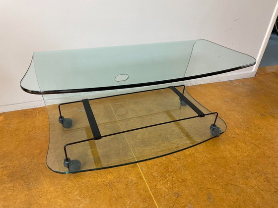 Image 1 of Fiam Italia design glazen tv-meubel side table gebogen glas