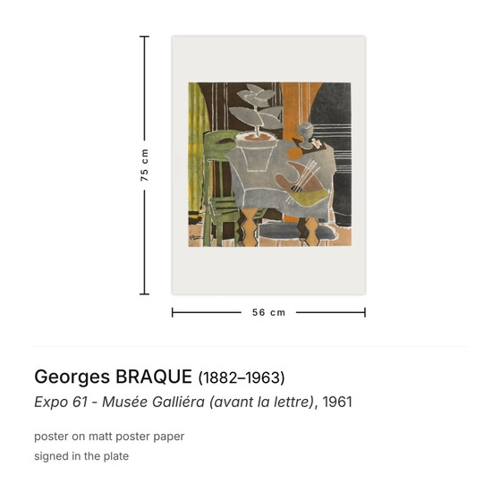 Georges Braque Poster Expo 61 – Musée Galliéra (Before the Letter) – Paper (photo 3 of 5)