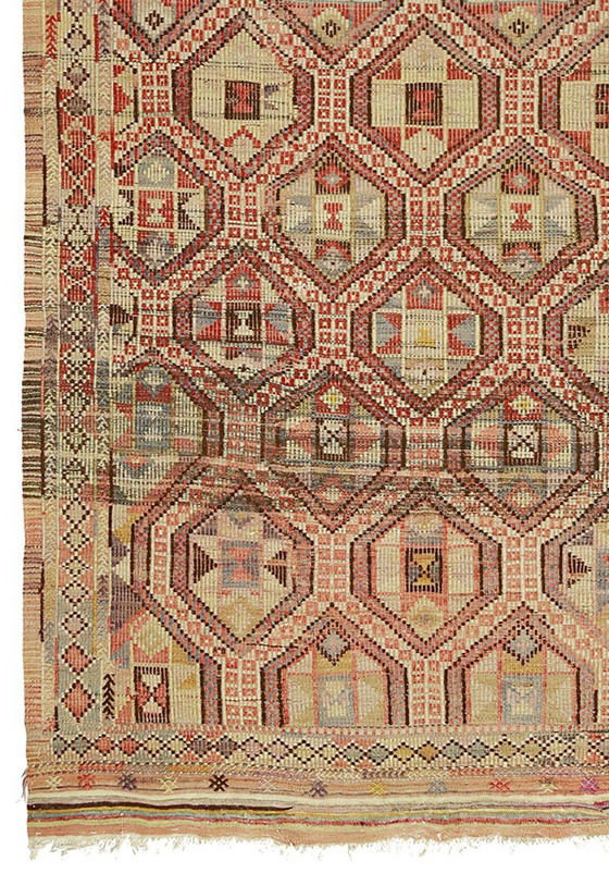 Tappeto turco vintage Usak Kilim 300x160 cm – Tessuto a mano in lana con motivo geometrico, tessitura piatta (photo 4 of 10)