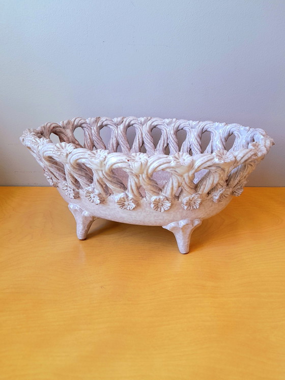 Image 1 of Coupe à fruits en céramiquetressée, Fratelli Fanciullacci 1950