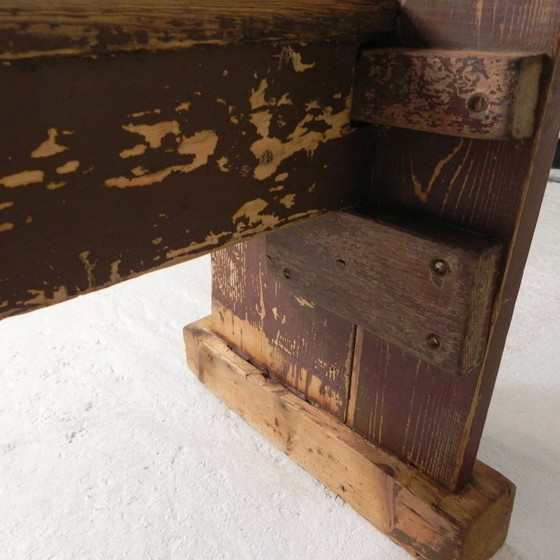 Image 1 of Grenen bank met rugleuning, 2,5 meter lang, jaren 50