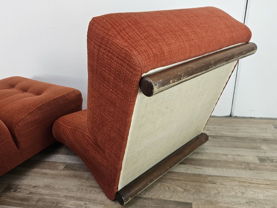 Image 1 of Modulare Sessel aus den 1970er Jahren mit rotem Stoffbezug