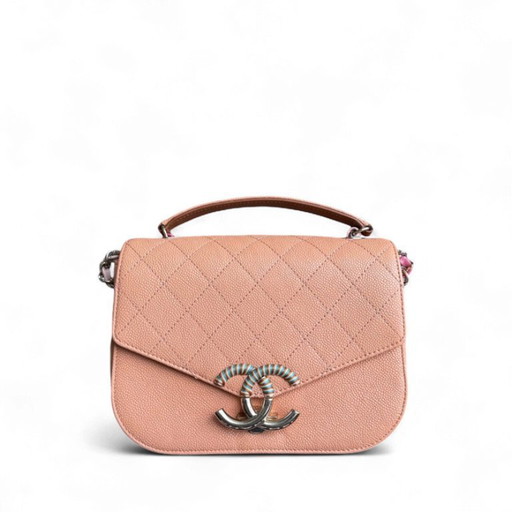 Chanel Coco Curve Cuba Small - Pelle trapuntata color caramello con finiture in oro chiaro, serie 23