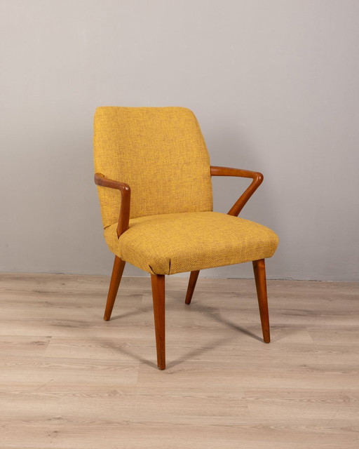 Fauteuil italien vintage en tissu jaune, années 1960