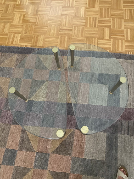 Image 1 of Un elegante tavolino da caffè WK 825; ottone lucido e vetro cristallo