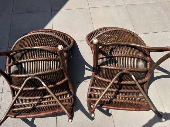 Image 1 of Unique set of 2 Yuzuru Yamakawa 'Funky' (CL-170) rattan design armchairs