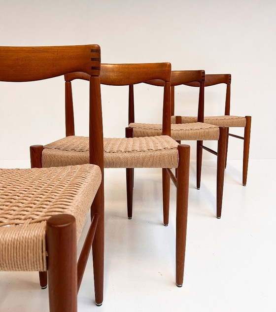 Image 1 of Gereviseerde Set Van 4 Papercord Stoelen Van H. Klein Voor Bramin, 1960's