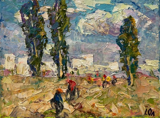 Original Oil Painting Summer Field Landscape Heat Outside The City – Paintings & Drawings, Canvas (photo 3 of 8)