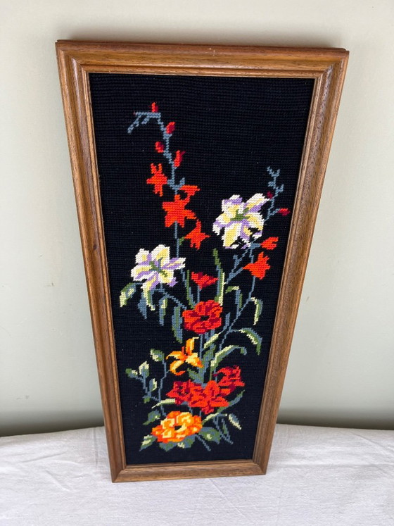 Canevas vintage, Objets d'art, Textile, Bois, Noir (photo 3 sur 5)