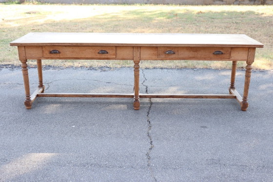 Image 1 of Table de salle à manger de style réfectoire en chêne massif, longueur 274 cm, Italie, début du XXe siècle