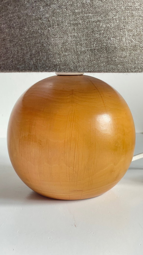 Image 1 of LAMPE Boule Bois Massif ANNEES 70