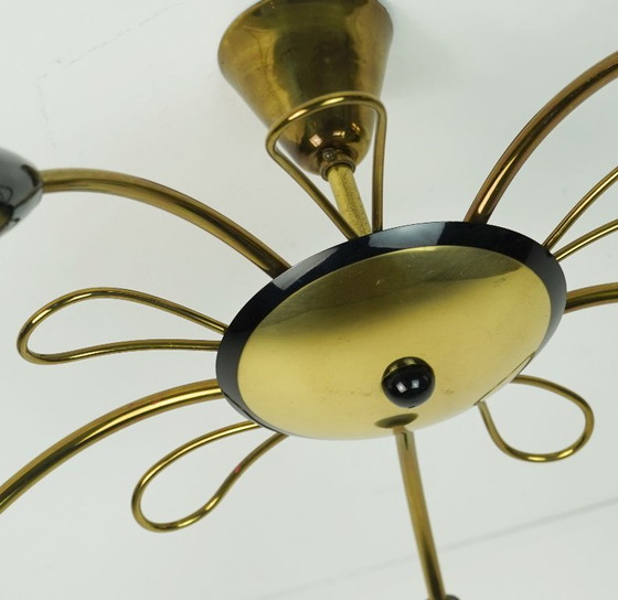 Bellissima PLAFONIERA ragno Sputnik Mid Century anni '50 Ottone Metallo Plastica Stile Mid Century Stilnovo (photo 9 of 13)