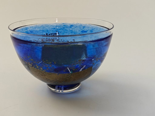 Bol satellite Kosta Boda bleu Bertil Vallien