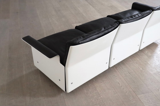 Image 1 of Dieter Rams Model 620 Three Seater Sofa in Black Leather for Vitsoe 1980s