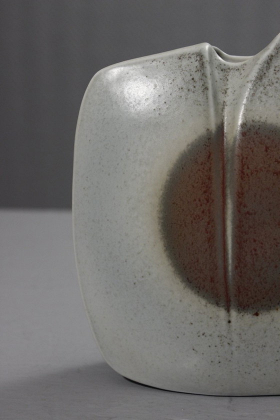 Image 1 of Porcelana Virebent - Jarrón con forma de lente y decoración abstracta, diseño modernista, década de 1970