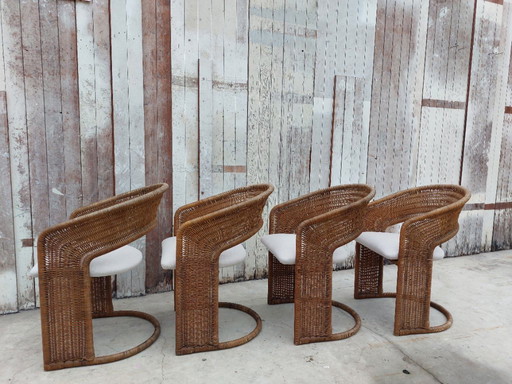  Luit van der Helm–Rohe rotan stoelen (set van 4), jaren ’80
