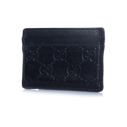 Gucci, black leather monogram embossed card holder
