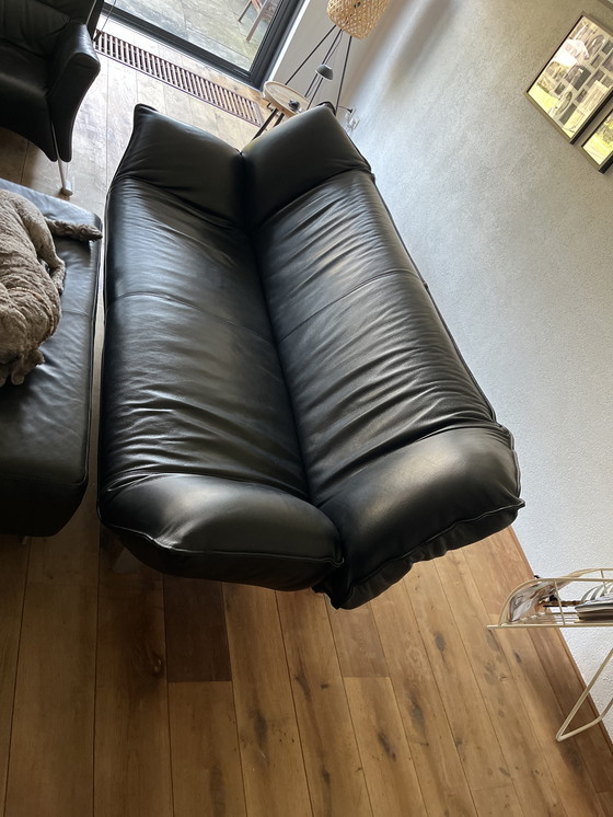 Image 1 of Zwarte leren Leolux bank Tango, 2,5 Zita