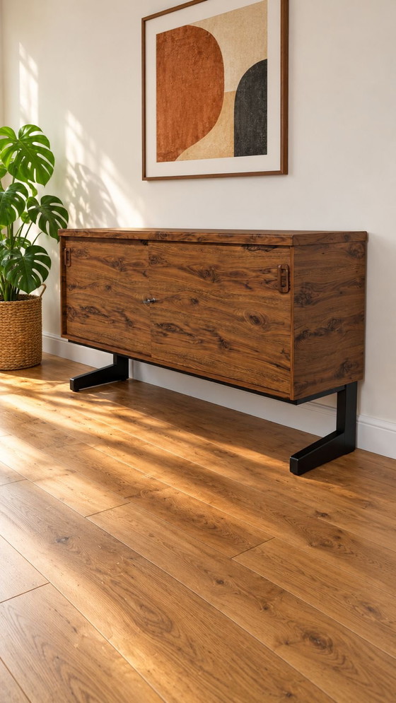 MEX Mobelfabrik vintage Sideboard, Metal, Wood, Black (photo 3 of 9)