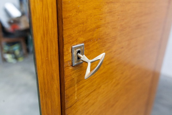 Image 1 of 1970s Scandinavian wardrobe with hanging space, shelf, mirror, 21x126cm, 2 doors