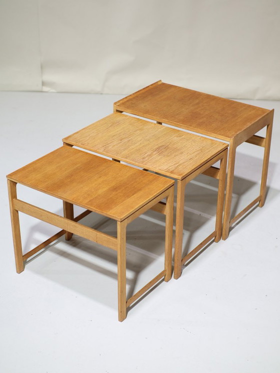 Image 1 of Nesting tables oak side tables Danish vintage